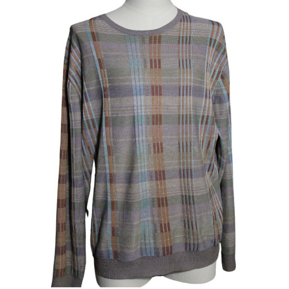 Men's Multicolor Plaid Crewneck Sweater